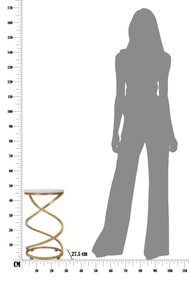 Glam bord i guldfarve, jern og marmor – 27x5x47 cm