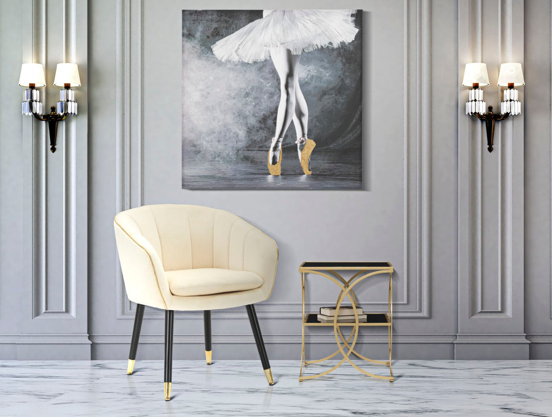 Glam stol i fyrretræ, plast, skum og polyester – – 62x58x78 cm