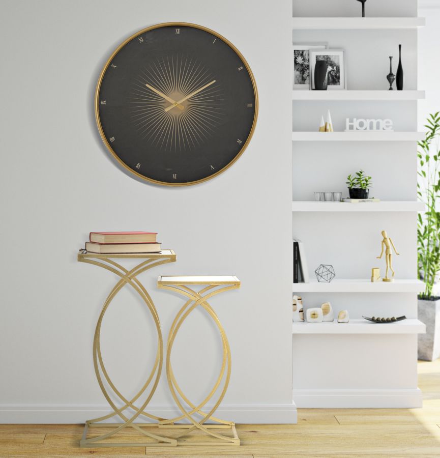 Glam borde i guldfarve, metal og MDF – 35x35x70, 30x30x60 cm