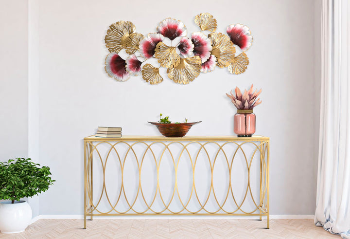 Glam konsolbord i guldfarve, jern, mdf og glas – 160x40x79 cm