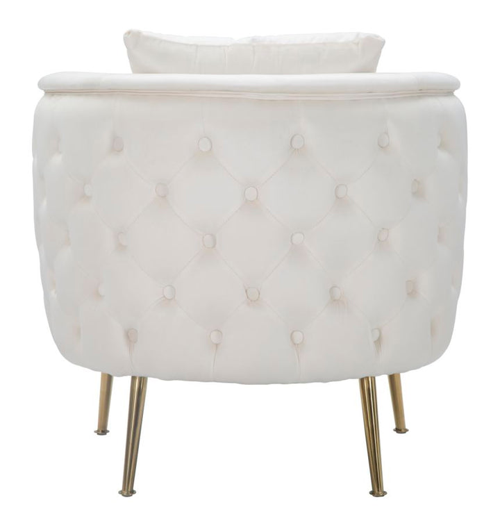 Glam stol i træ, skum, stof og metal – 76x74x73 cm