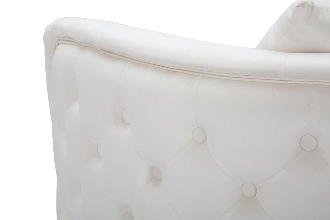 Glam stol i træ, skum, stof og metal – 76x74x73 cm