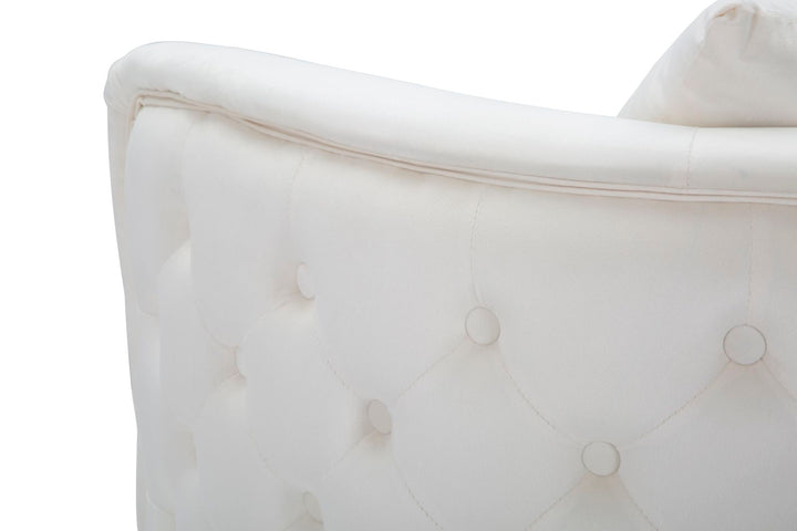 Glam stol i træ, skum, stof og metal – 76x74x73 cm