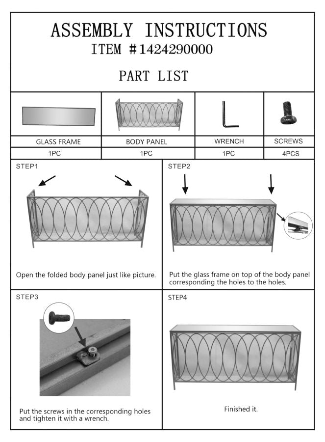 Glam konsolbord i guldfarve, jern, mdf og glas – 160x40x79 cm