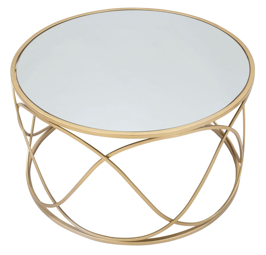 Glam bord i guldfarve, metal, glas og mdf – 70x40 cm