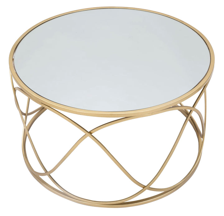 Glam bord i guldfarve, metal, glas og mdf – 70x40 cm