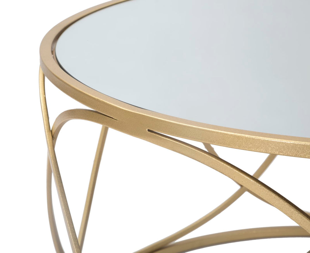 Glam bord i guldfarve, metal, glas og mdf – 70x40 cm