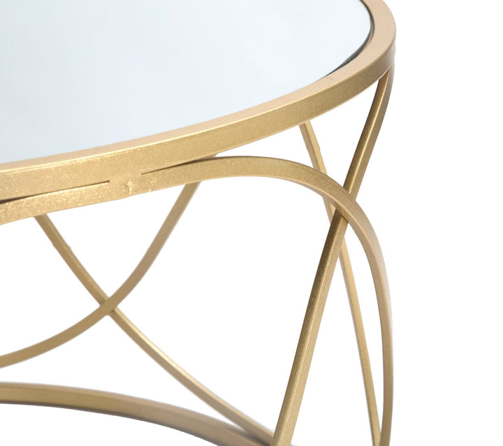 Glam bord i guldfarve, metal, glas og mdf – 70x40 cm