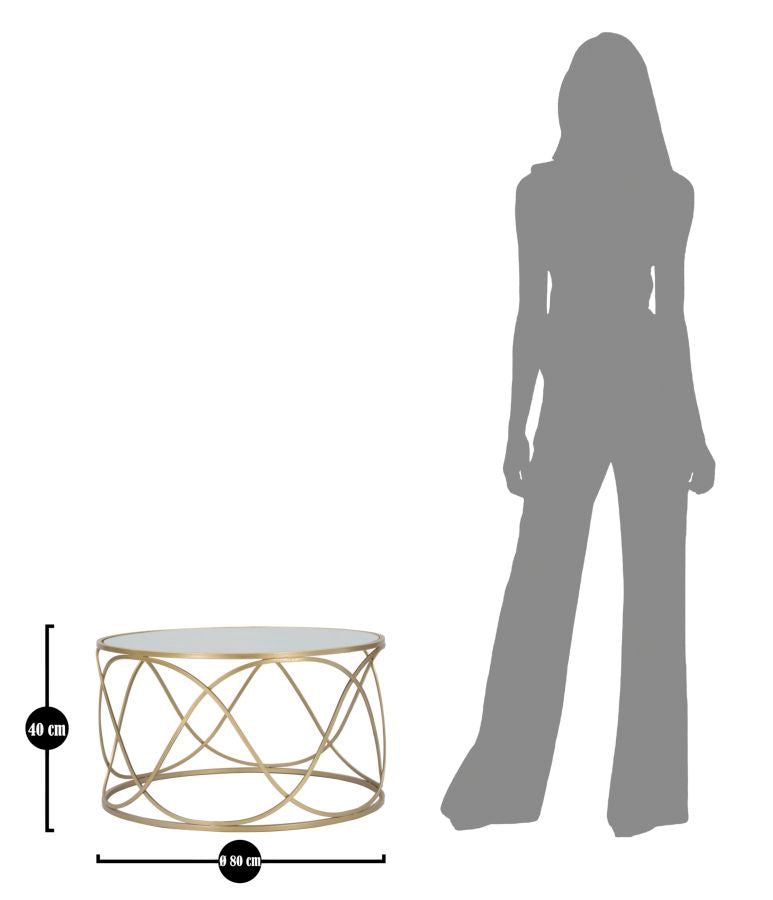 Glam bord i guldfarve, metal, glas og mdf – 70x40 cm