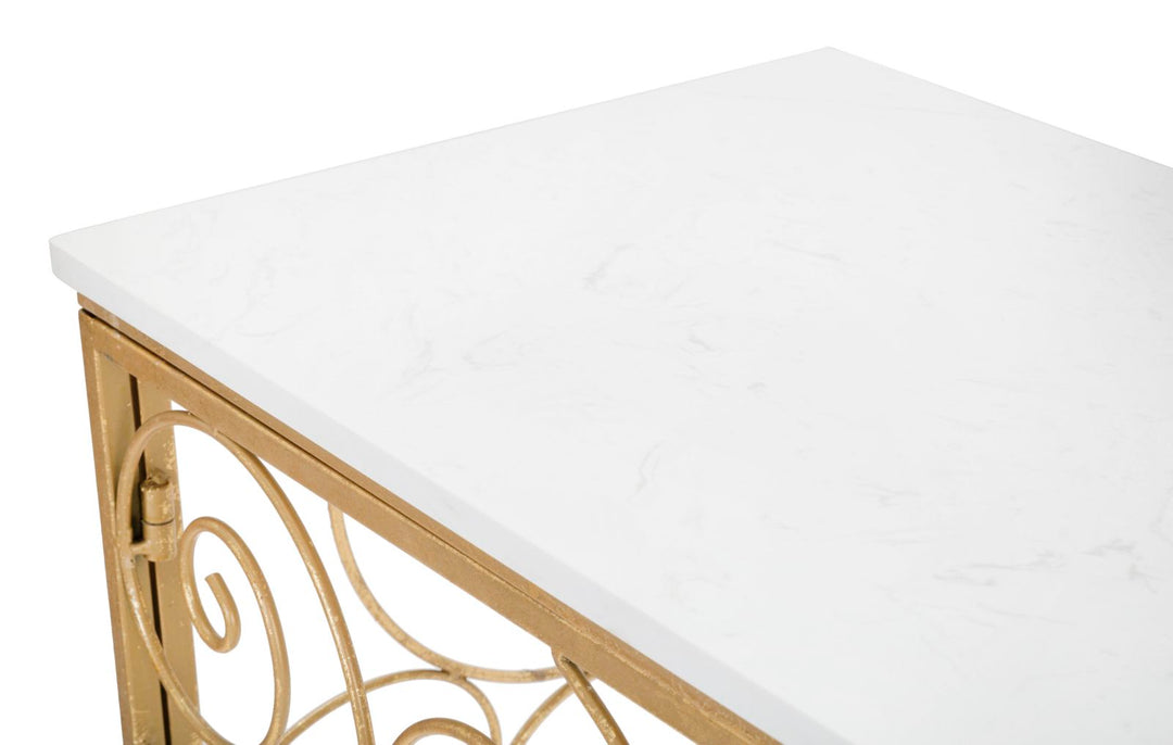 Glam konsolbord i jern og marmor – 140x36x82 cm