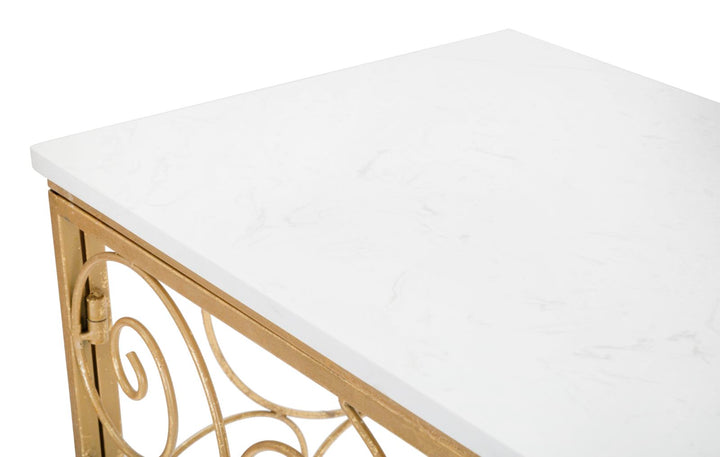 Glam konsolbord i jern og marmor – 140x36x82 cm