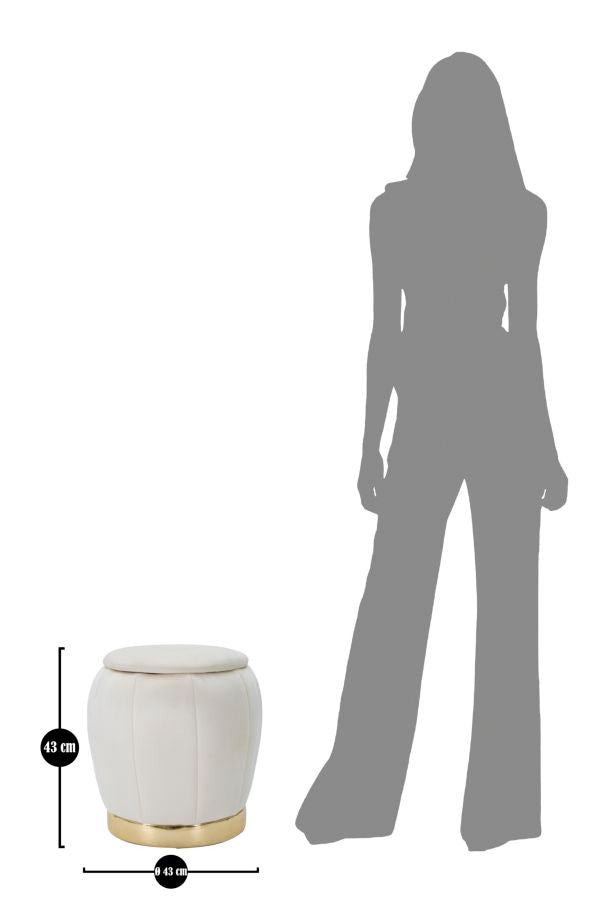 Glam opbevaringspuf i fyrretræ og polyester – 43x43 cm