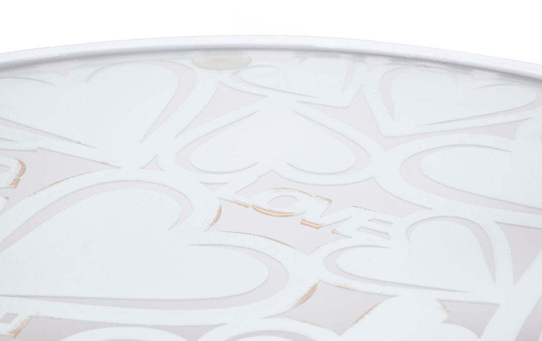 Glam bord, hvid, metal og glas – 43x60 38x55 cm