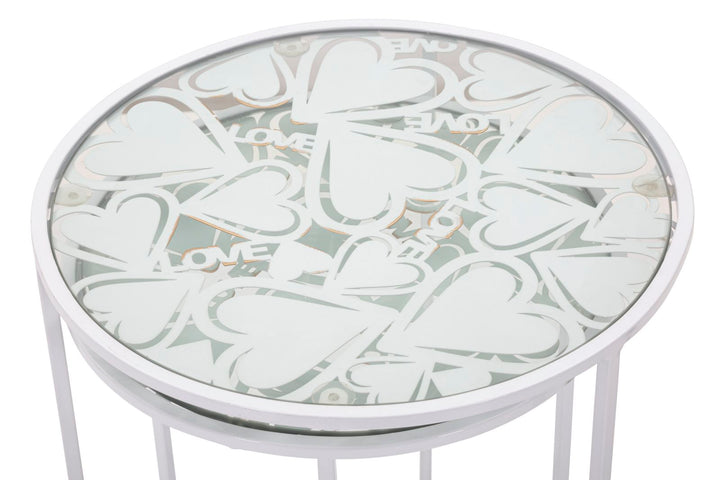 Glam bord, hvid, metal og glas – 43x60 38x55 cm