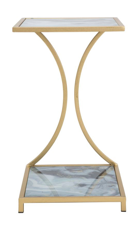 Glam bord i guldfarve, metal mdf og glas – 40x35x60 cm