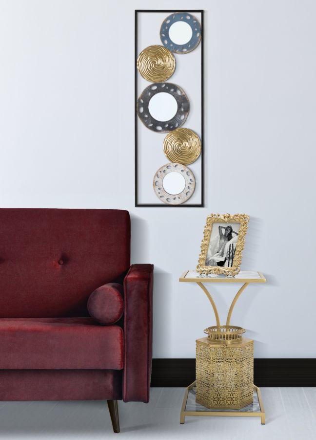 Glam bord i guldfarve, metal mdf og glas – 40x35x60 cm