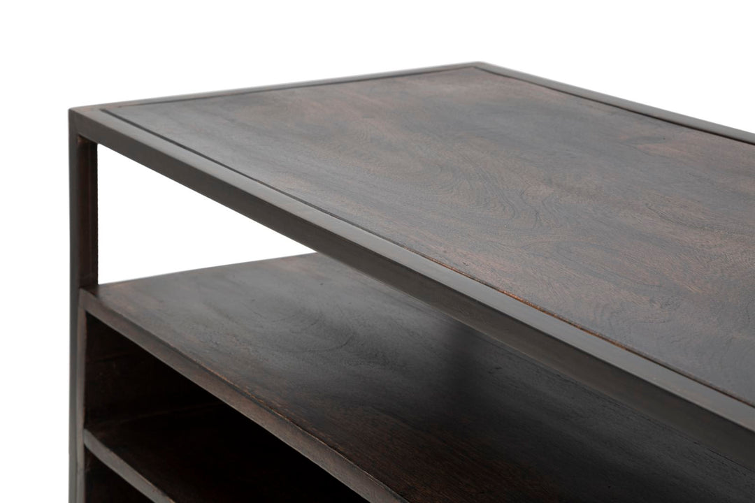 Industrielt tv-møbel, træ og jern – 120x40x55 cm