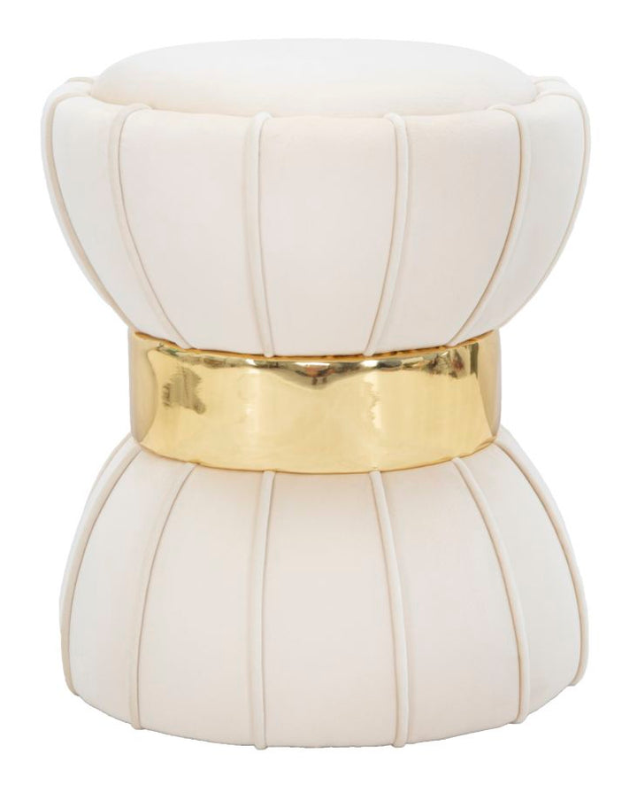 Glam taburet i cremefarve, fyrretræ – 40x44 cm