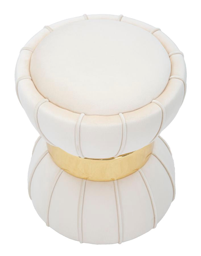 Glam taburet i cremefarve, fyrretræ – 40x44 cm