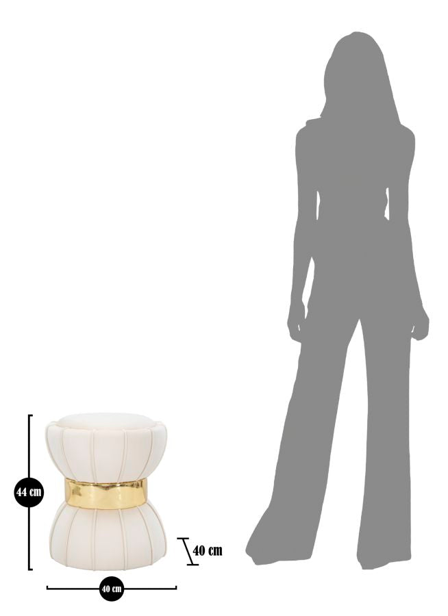 Glam taburet i cremefarve, fyrretræ – 40x44 cm