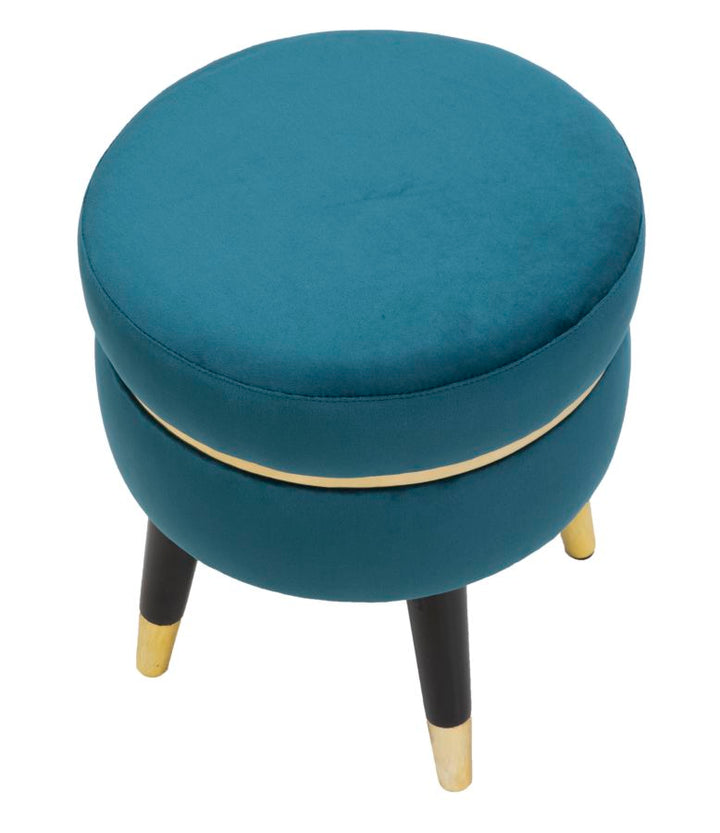 Glam ottoman i fyrretræ, skum, metal and polyester – 35x40x5 cm