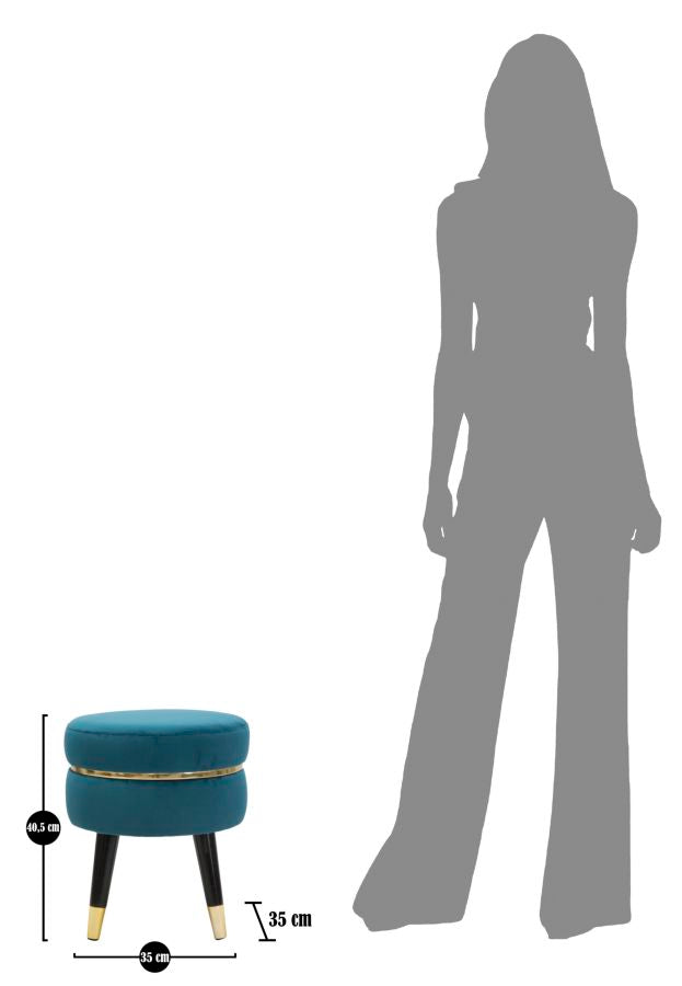 Glam ottoman i fyrretræ, skum, metal and polyester – 35x40x5 cm