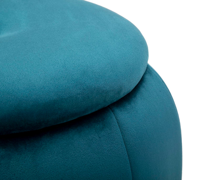 Glam taburet i guldfarve, fyrretræ, skum og polyester – 43x43 cm