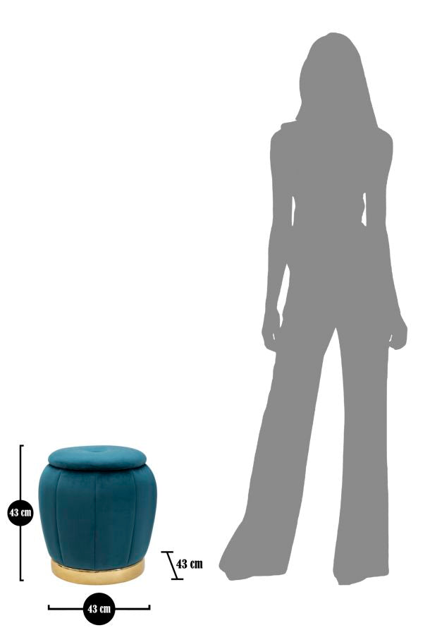 Glam taburet i guldfarve, fyrretræ, skum og polyester – 43x43 cm