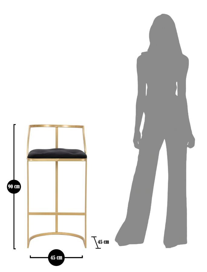 Glam barstol, metal, stof, mdf – 45x90 cm