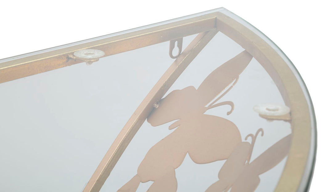 Glam konsolbord i jern og glas, guldfarvet – 120x40x5 37x2 cm