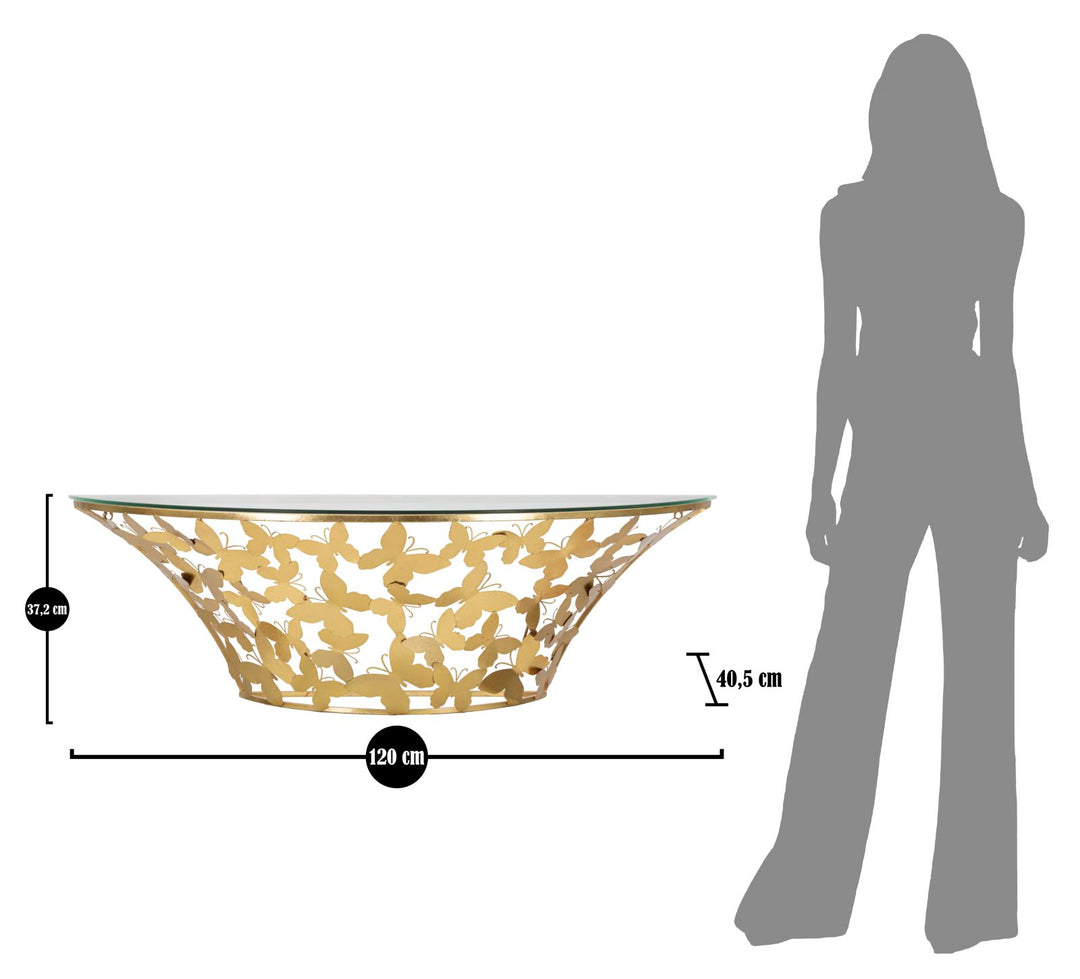 Glam konsolbord i jern og glas, guldfarvet – 120x40x5 37x2 cm