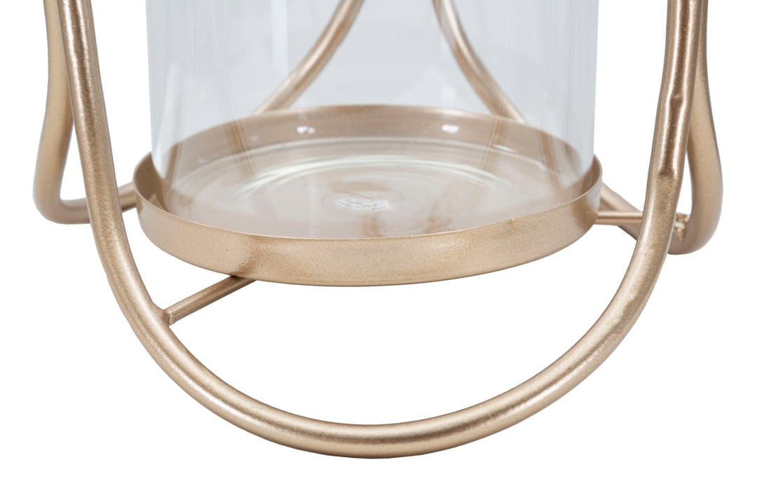 Glam lysestage i jern og glas – 16x21x5 cm