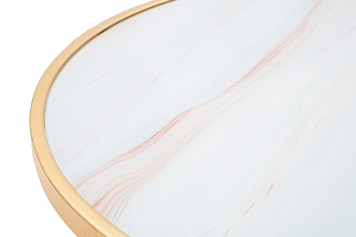 Glam bord i guldfarve, jern, mdf og glas – 50x5x50 cm