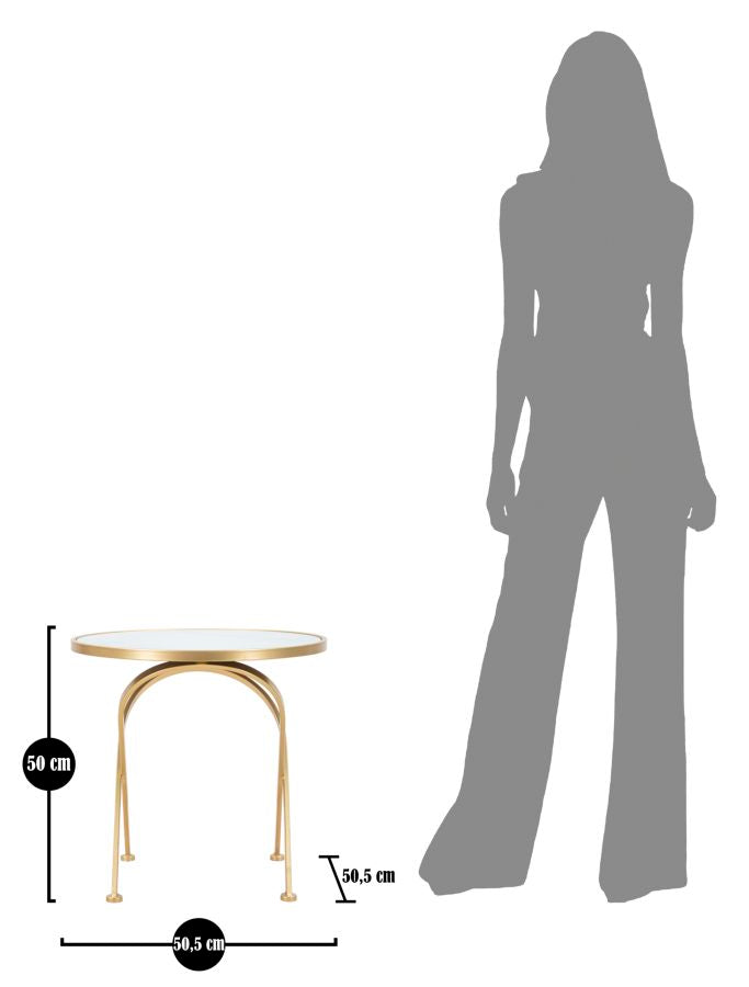 Glam bord i guldfarve, jern, mdf og glas – 50x5x50 cm