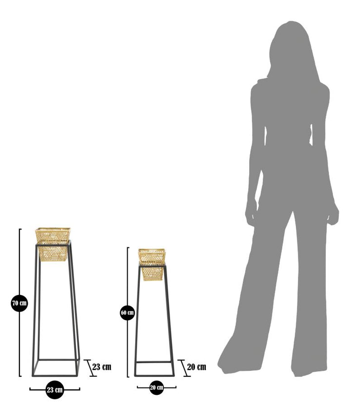 Glam vase i guldfarve, metal – 23x70 20x60 cm