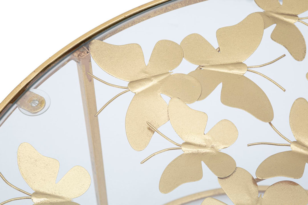 Glam bord i guldfarve, jern og glas – 60x40x5 cm