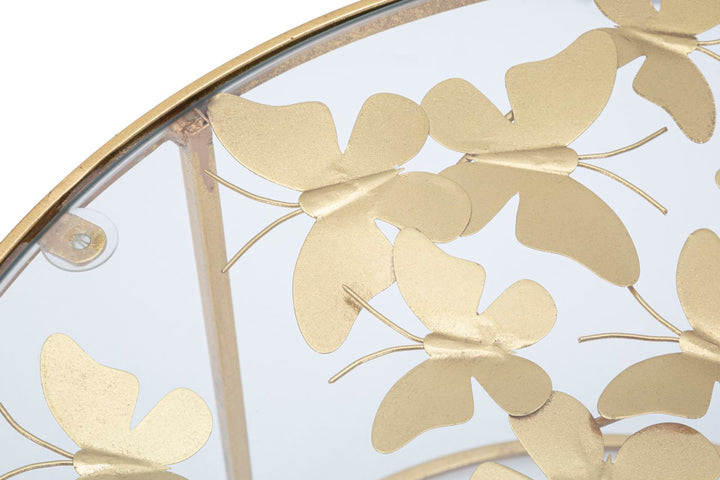 Glam bord i guldfarve, jern og glas – 60x40x5 cm