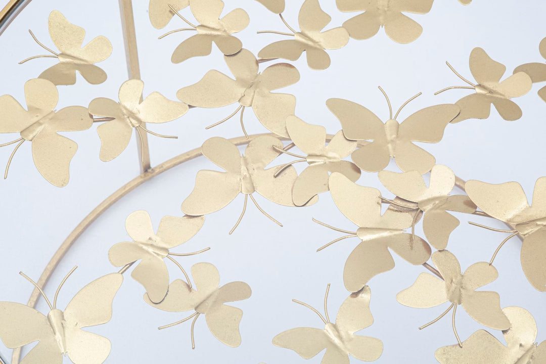 Glam bord i guldfarve, jern og glas – 60x40x5 cm