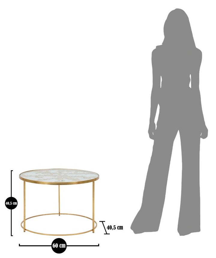 Glam bord i guldfarve, jern og glas – 60x40x5 cm