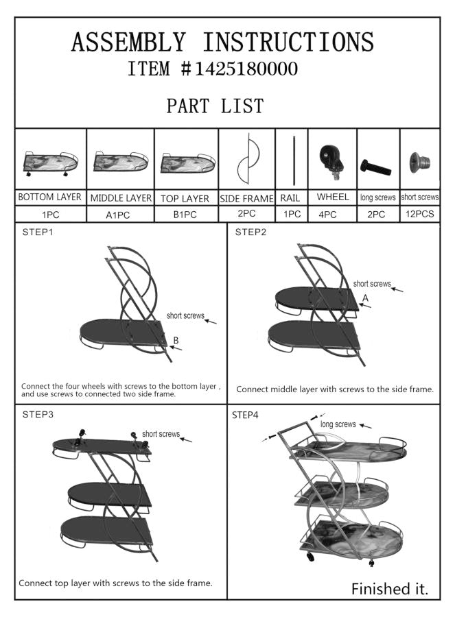 Glam rullevogn med guldfarve i jern, mdf og glas – 71x45x5 84x5 cm