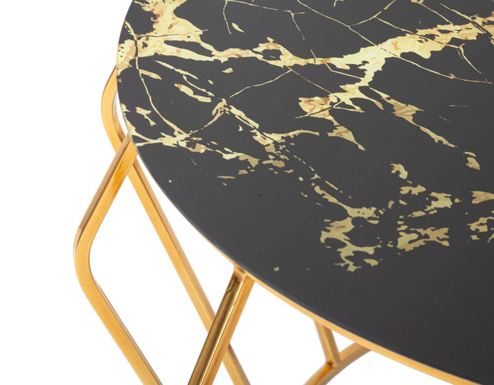 Glam bord i guldfarve af jern og glas – 78x44x5 cm