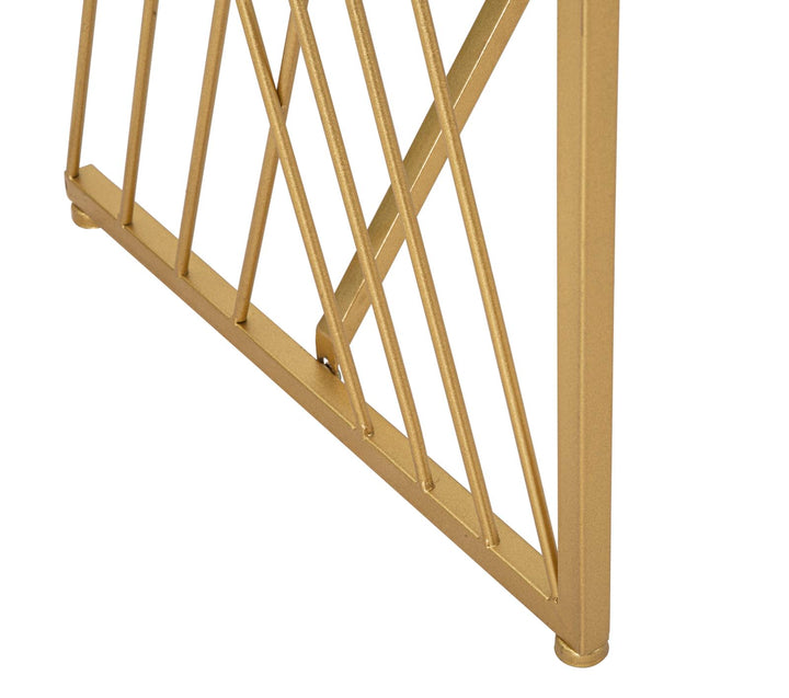 Glam konsolbord i guldfarve, metal, mdf og glas – 120x40x80 cm