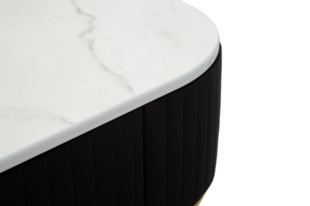 Glam konsolbord, metal, træ og stof – 100x43x74 cm