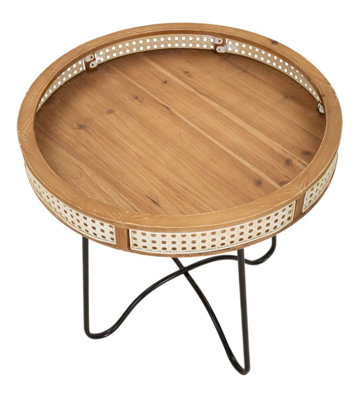 Boho chic bord af jern og mdf – 60x60x5 cm