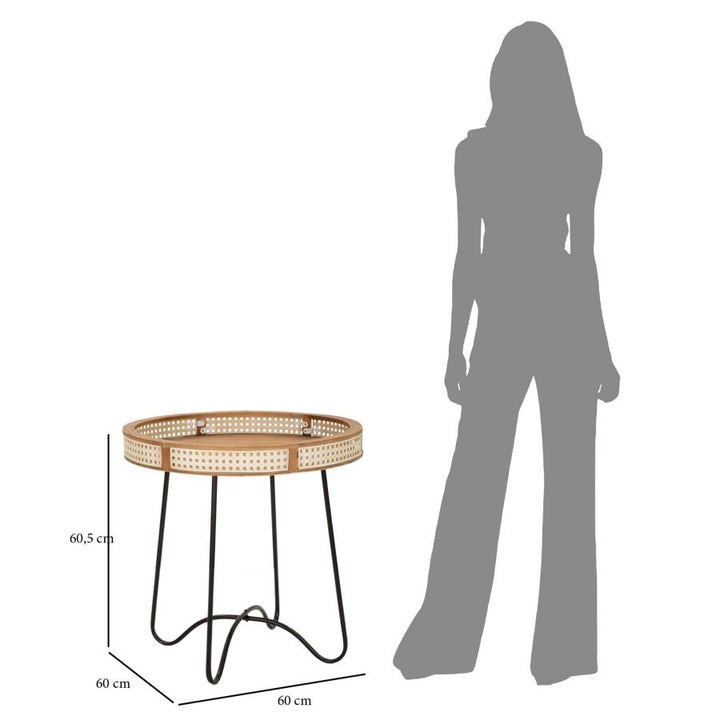 Boho chic bord af jern og mdf – 60x60x5 cm