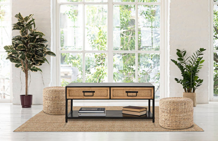 Boho chic tv-møbel, jern og mdf – 95x38x38 cm