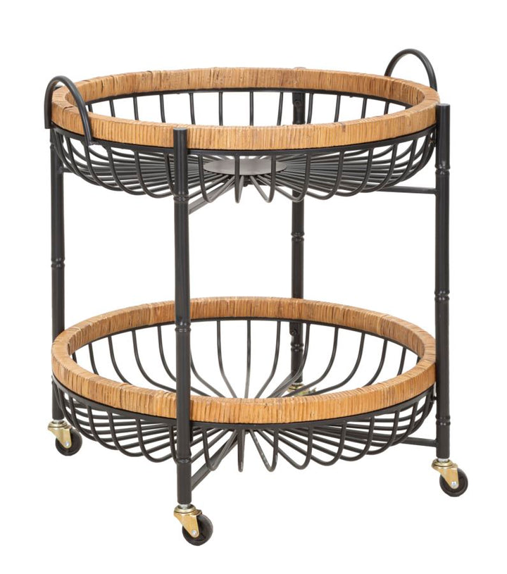 Boho chic sidebord i jern og rattan – 57x55x5 62x5 cm