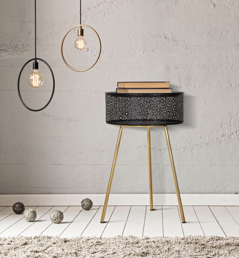 Glam bord i sort og guldfarve, metal – 40x65 cm