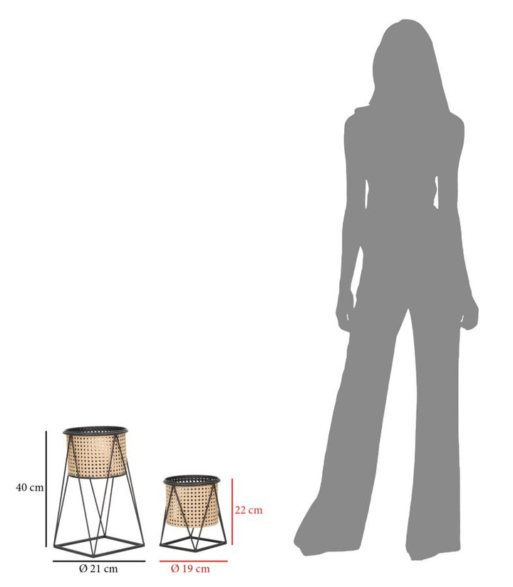 Boho chic vaser, metal – 21x40, 19x22 cm