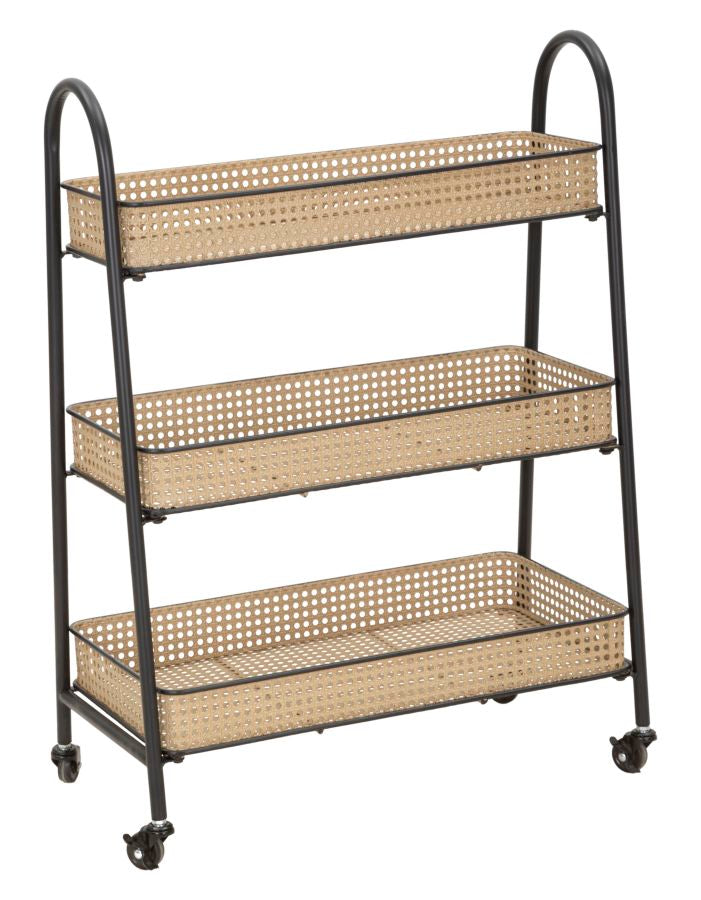 Boho chic rullevogn i metal  – 60x30x80 cm